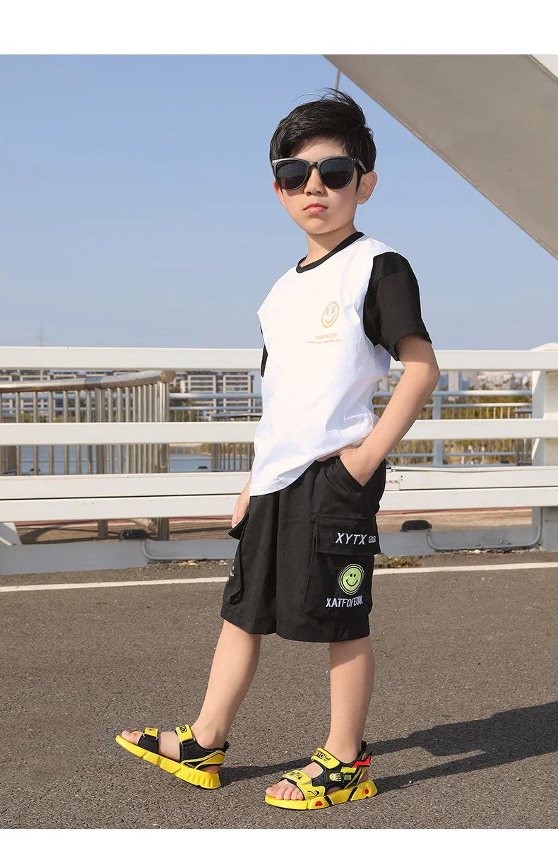 Boys Sandals 1-12 Year Old Soft Sole Anti Slip Sandals Cartoon Outwear Small and Medium Sized Children Beach Sandals