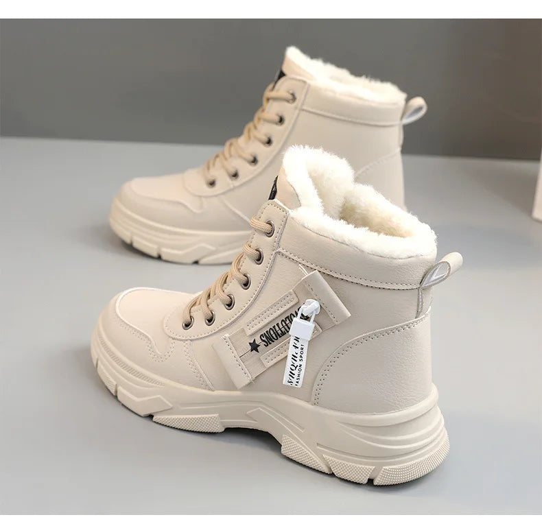 zapatos de mujer Designer Sneakers for Women Casual High Top Shoes Womens Winter Plush Lined Warm Thick Lace-up Sports Shoes