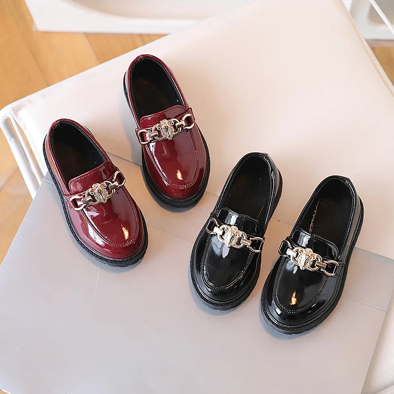 Children's Shoes Girls Autumn Princess Fashion Leather Shoes Kids Soft Sole British Style Black Student Performance Shoes