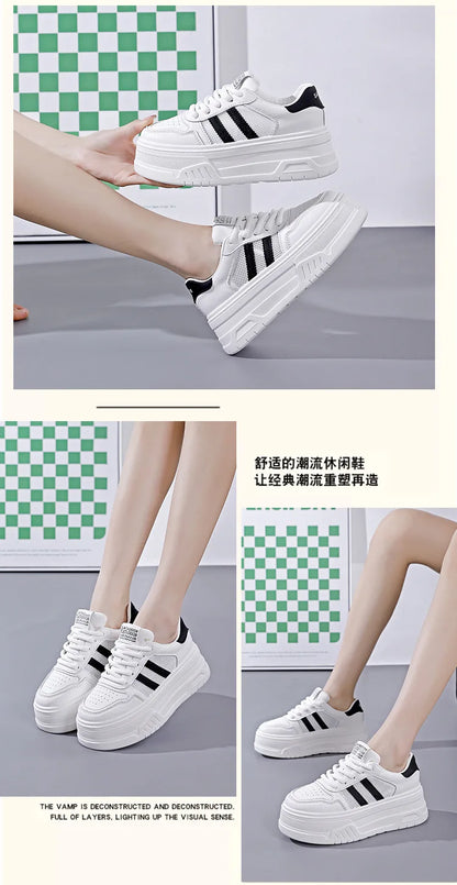 White Sneakers for Women Versatile Thick-Soled Height-Increasing Summer Height-Increasing Sports Casual Board Shoes