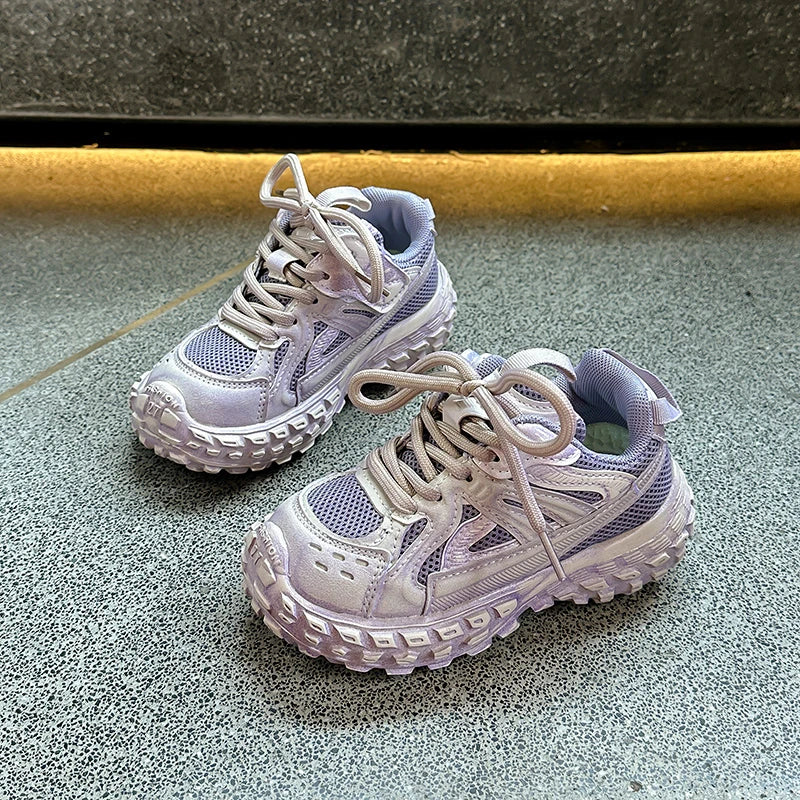 Children Running Shoes Non-slip Boys Girls Sneakers Mesh Breathable 2025 Spring Autumn New Kids Sports Shoes Thick Soft Bottom