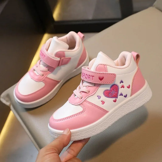 Children's Sports Shoes Spring and Autumn New Cute Girls' Sneakers Versatile Soft Breatheable Hook & Loop Fashion Kids Shoe