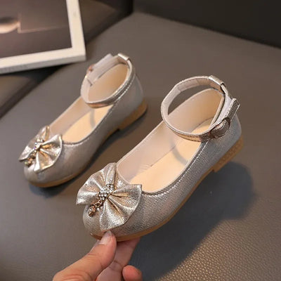 Girls Summer Versatile Rhinestone Fine Glitter Shoes Children Korean Version Bow Princess Sandals Girl Fashion Show Casual Shoes