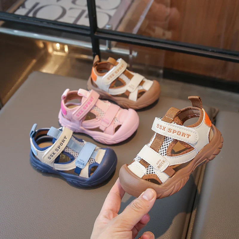 New Children's Sandals Soft Bottom Head Protection Boys and Girls Baby Walking Shoes Korean Style