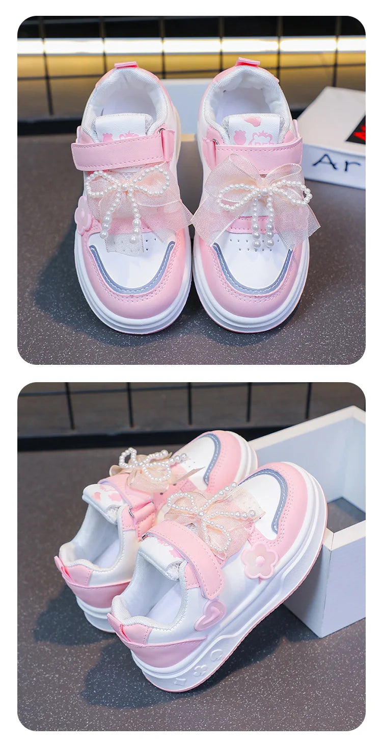 Girls Athletic Shoes Lightweight Princess Casual Sneakers Non Slip Soft Sole Toddler Kids School Tennis Fashion Shoes for Girls