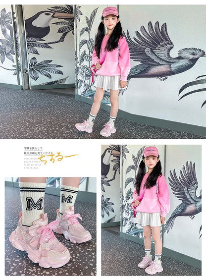 Fashion Versatile Sneakers for Girls 2026 New Autumn Toddler Running Shoes Soft Sole All-day Comfort Kids School Sports Sneakers