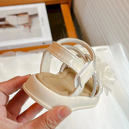 Girls Princess Sandals with Flowers Summer Fashion Children Rhinestone Performance Shoes Big Kids Gladiator Sandals 2025 New