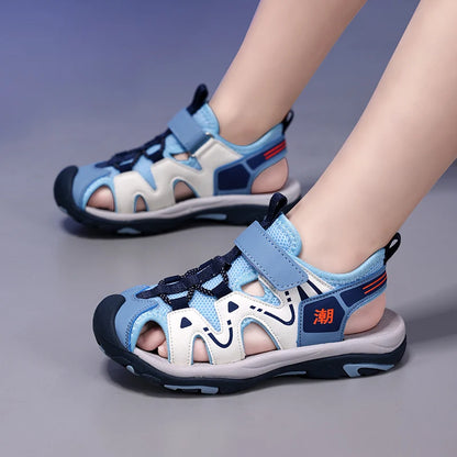 Summer Kids Beach Sandals Shoes Closed Toe Anti Bump Children's Walking Flat Shoe Outdoor Breathable Boy's Soft Sole Sandals