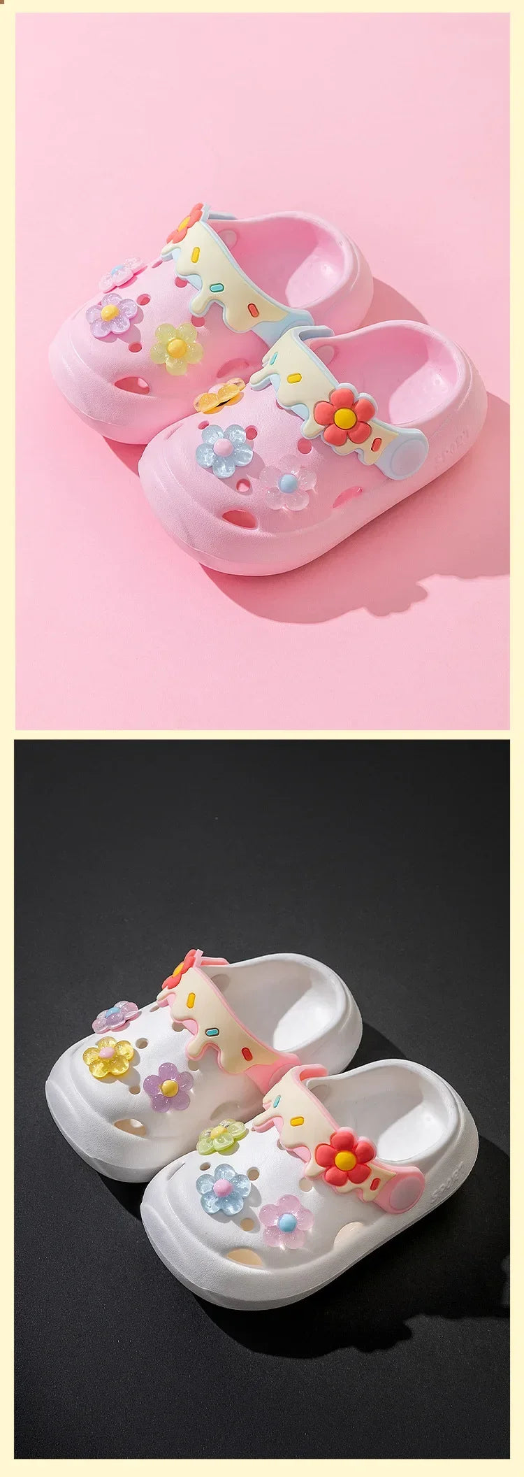 Summer Childrens Slippers Baby New Cute Flowers Soft Sole Sandals Indoor Soft Anti Slip Girl Sandals Hole Shoes Kids Beach Shoes