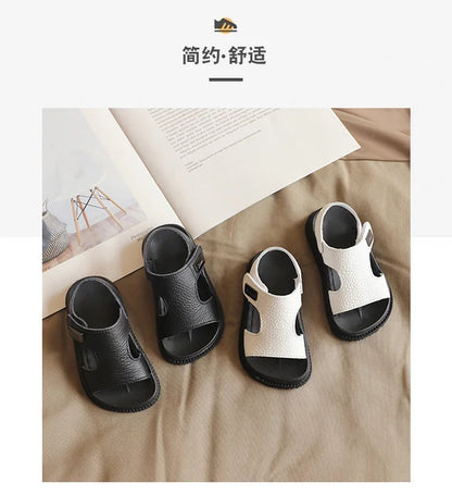 Children's Sandals Male Summer 1-5 Year Old Soft Sole Non slip 2 Children's Sports Leather Beach Sandals 3 Baby Toddler Female