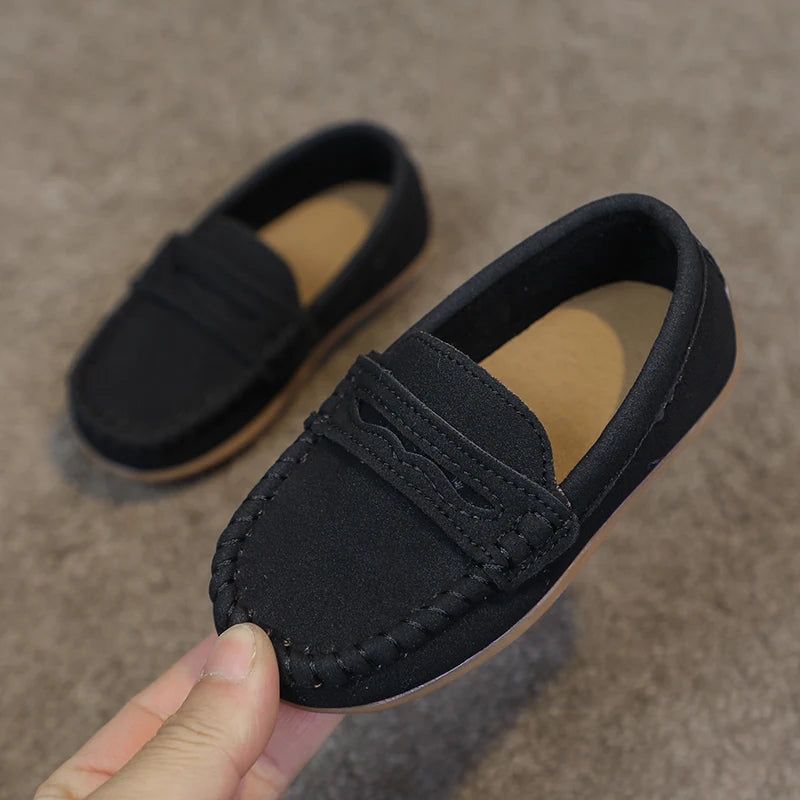 Boys Moccasins Shoes Fashion Solid Color Kids School Causal Shoes Breathable Non-slip Children Slip-on Flats Loafers Size 21-30