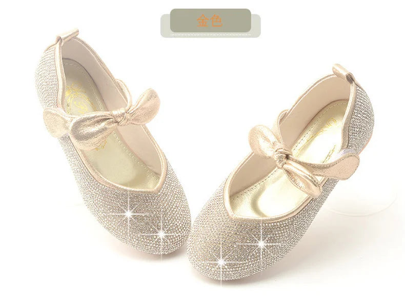 Girls Wedding Shoes Glitter New Brand Flat Heels Children Princess Sandals Dance Kids Fashion Party Shoes with Pearl