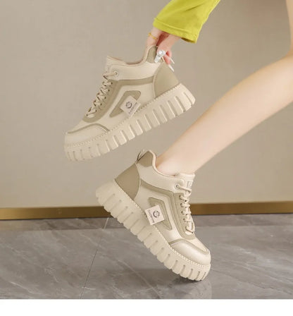 Women's Platform Sneakers Fashion High-top Casual Shoes for Women Lace Up Vulcanized Shoes Trendy Skateboard Shoes Zapatos Mujer