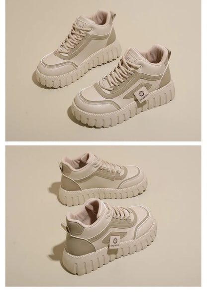 Women's Platform Sneakers Fashion High-top Casual Shoes for Women Lace Up Vulcanized Shoes Trendy Skateboard Shoes Zapatos Mujer