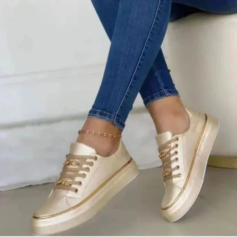 Women's Sneakers New Fashion Womens Shoes Comfortable Round Toe Platform Sneakers Lace-up Walking Vulcanized Shoes Zapatos