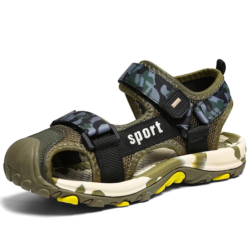 New Summer Beach Water Children Sandals Fashion Shoes Lightweight Non-slip Soft Bottom Shading Leather Boys Comfortable