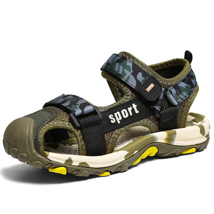 New Summer Beach Water Children Sandals Fashion Shoes Lightweight Non-slip Soft Bottom Shading Leather Boys Comfortable