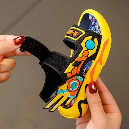 Upgraded Boys Sandals Soft Sole Anti Slip Sandal Cartoon Outwear Small and Medium Sized Children Beach Sandals