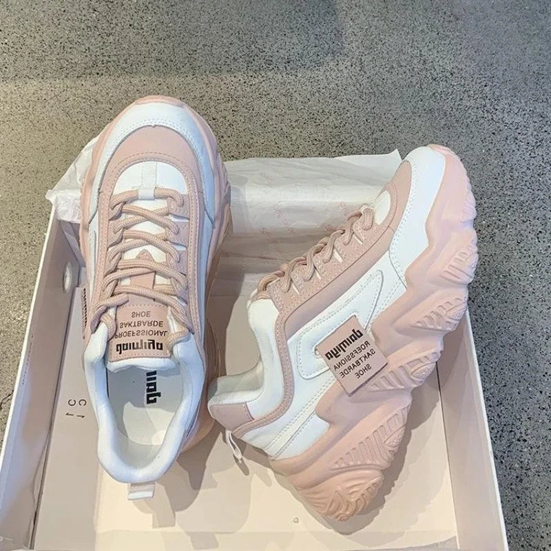 2023Women Shoes Fashion Trend Casual Sneakers Women Comfortable Soft Bottom Lace Up Female Platform Shoes Zapatos De Mujer