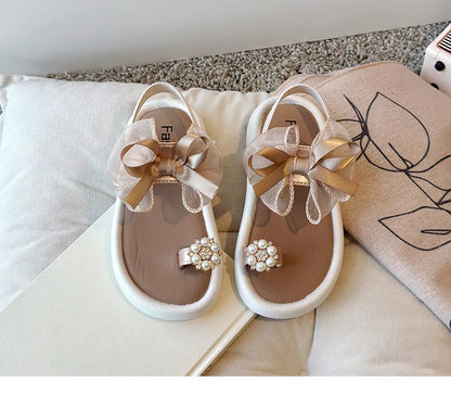 Girls' Elegant Sandals - Versatile & Stylish For Indoor/Outdoor, Beach-Ready Princess Shoes With Beaded Tassels, Breathable & Li
