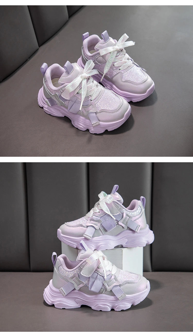 Fashion Versatile Sneakers for Girls 2026 New Autumn Toddler Running Shoes Soft Sole All-day Comfort Kids School Sports Sneakers