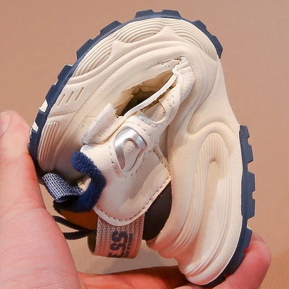 Warm Winter Kids Sneakers: PU Leather, Anti-Slip Rubber Sole, Lightweight Sports Shoes for Boys & Girls