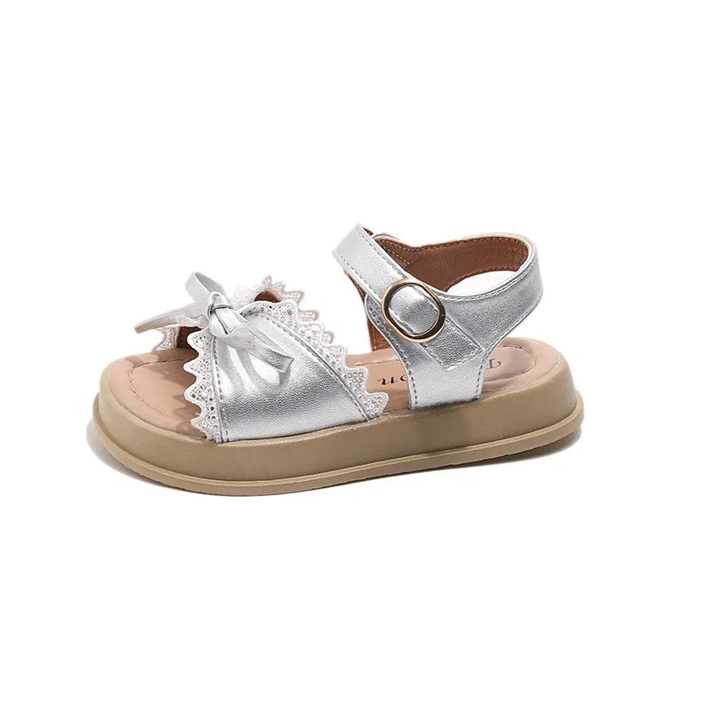 Girls Sandals Sweet Bow Toddler Kids Princess Beach Shoes Soft Sole Summer New Children Casual Shoes Breathable Non-slip
