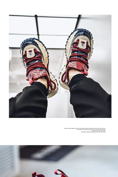 New Thick Soled Height Increasing Men's Casual Shoes 2025 Spring Color Blocked Comfortable Fashion Trend Low Cut Chunky sneakers (Available)