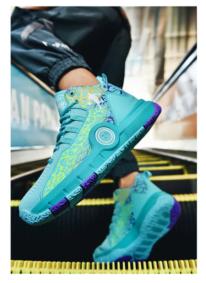 Hot Sale Cheap High Basketball Sneakers Men Women Fashion Printed Basketball Trainers Baskets Outdoor Platform Sport Shoes Boys