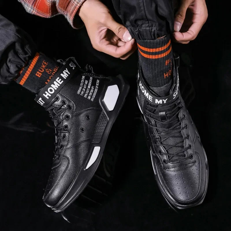 Mens Casual Sneakers High-tops Sneakers Trendy Boys Basketball Sports Tennis Shoes Outdoor Off-road Shoes Couple Sneakers