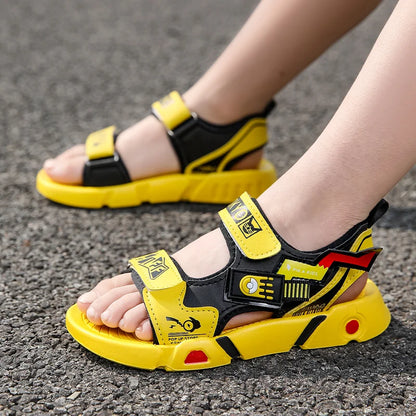Boys Sandals 1-12 Year Old Soft Sole Anti Slip Sandals Cartoon Outwear Small and Medium Sized Children Beach Sandals
