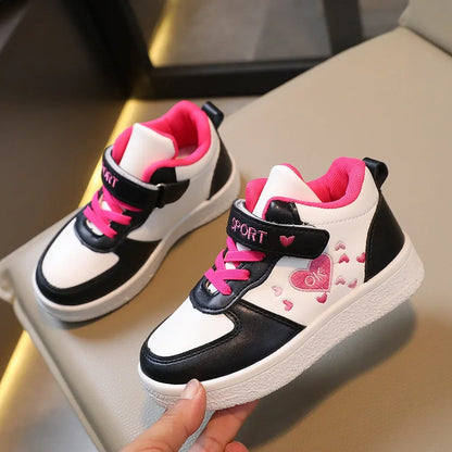 Children's Sports Shoes Spring and Autumn New Cute Girls' Sneakers Versatile Soft Breatheable Hook & Loop Fashion Kids Shoe