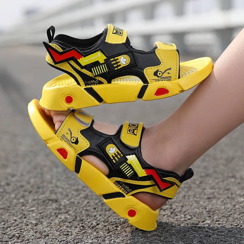 Boys Sandals 1-12 Year Old Soft Sole Anti Slip Sandals Cartoon Outwear Small and Medium Sized Children Beach Sandals