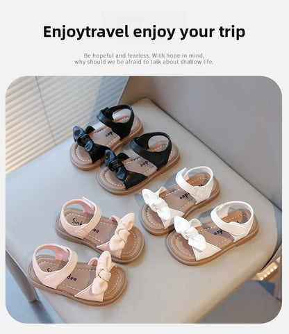 Girls Princess Sandals with Bow-knot Fashion Classic Baby Kids Beach Shoes Children Summer Sandals Simple Size 21-30 Hot Sale