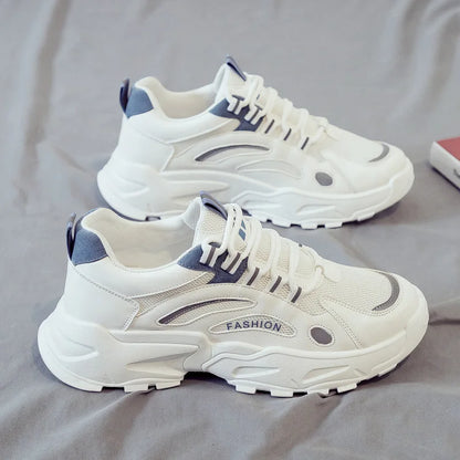 New Men's Fashion Low-Top White Sneakers - Breathable Casual Board Shoes Lightweight Anti-Slip Trendy Footwear for All Seasons