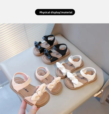 Girls Princess Sandals with Bow-knot Fashion Classic Baby Kids Beach Shoes Children Summer Sandals Simple Size 21-30 Hot Sale