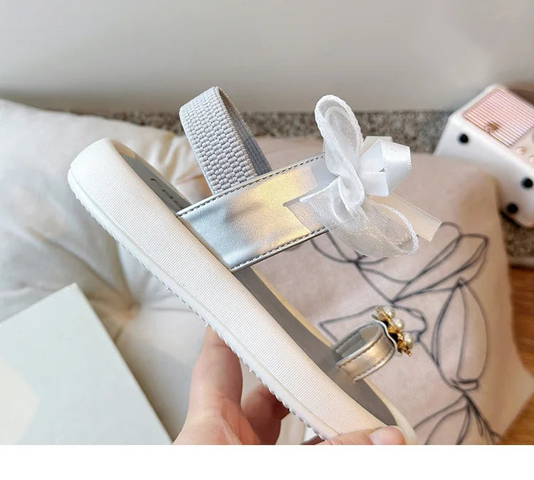 Girls' Elegant Sandals - Versatile & Stylish For Indoor/Outdoor, Beach-Ready Princess Shoes With Beaded Tassels, Breathable & Li