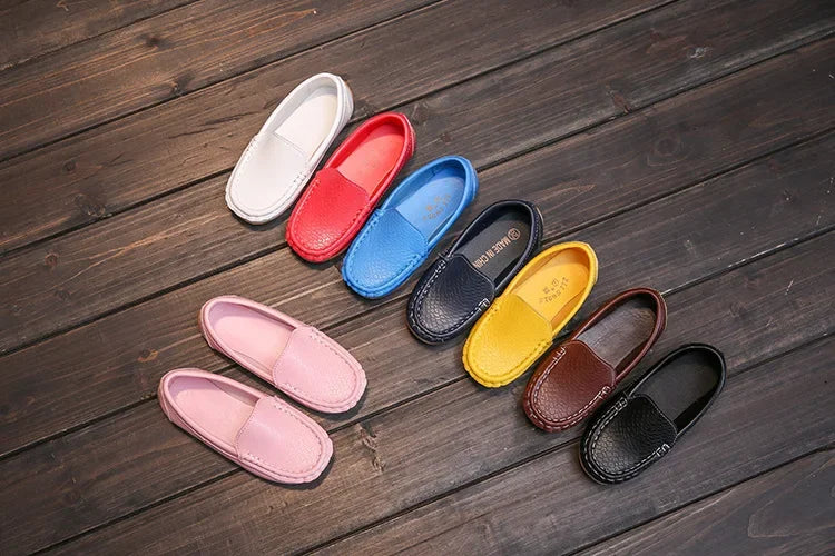 Kids Casual Shoes Flat Candy Colors Unisex Boys Girls Soft Loafers Slip-on PU Leather Shoes For Children Size 21-38 Moccasin Hot