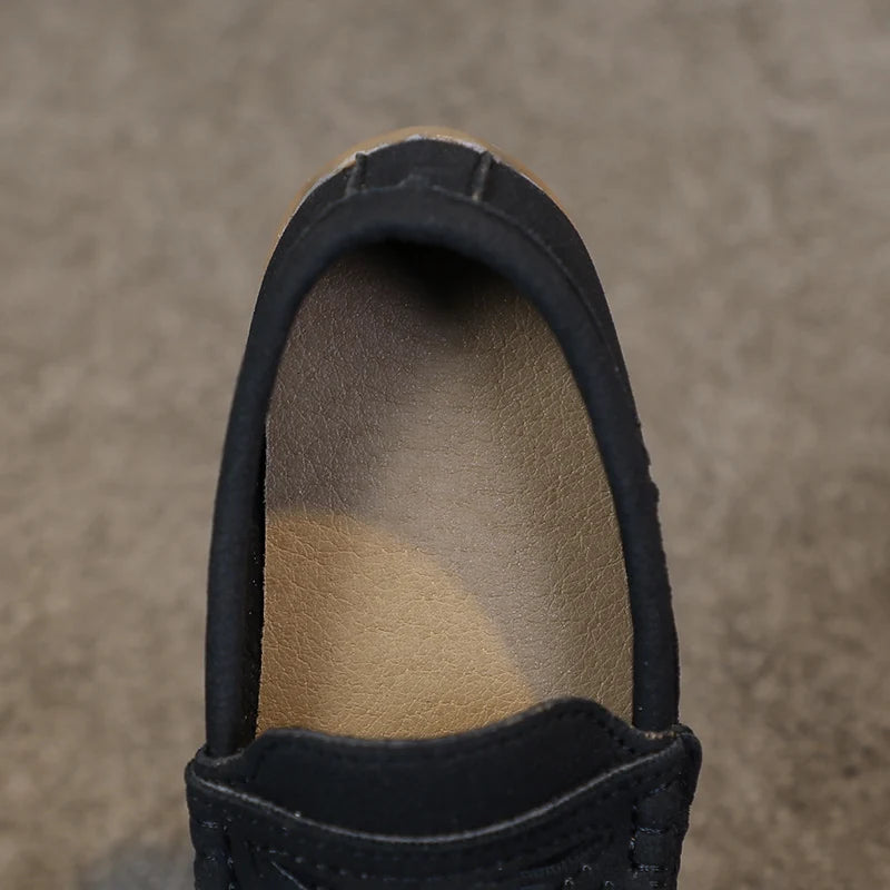 Boys Moccasins Shoes Fashion Solid Color Kids School Causal Shoes Breathable Non-slip Children Slip-on Flats Loafers Size 21-30