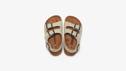 Boys Summer Soft Soled Cork Sandals Children One Line Herringbone Slippers Girl Beach Breathable Double Ring Buckle Casual Shoes