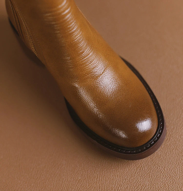 Women's Boots Spring and Autumn New Chelsea Boots Thick Heel Brown Short Leather Shoes for Women High Heels platform shoes