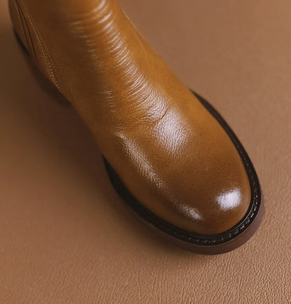 Women's Boots Spring and Autumn New Chelsea Boots Thick Heel Brown Short Leather Shoes for Women High Heels platform shoes