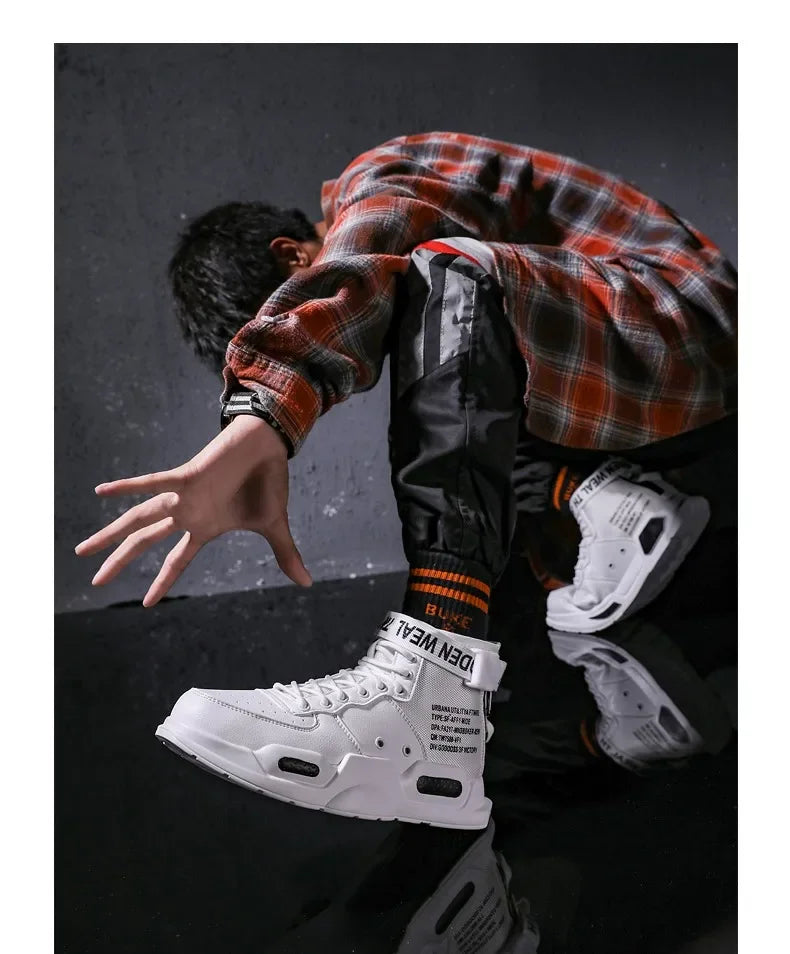 Mens Casual Sneakers High-tops Sneakers Trendy Boys Basketball Sports Tennis Shoes Outdoor Off-road Shoes Couple Sneakers