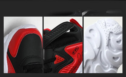 Boys Autumn Leather Sneakers Children Waterproof Wear-resistant Basketball Shoes Boys Color blocking Casual Soft soled Sneakers