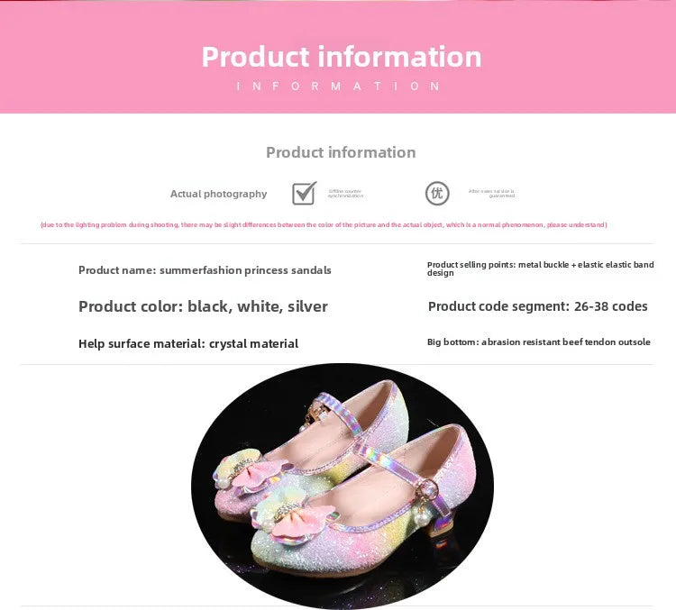 Girls High Heel Dress Shoes Children Princess Marijane Wedding Party High Heels Female  Bridesmaid Kid Show Single Leather Shoes