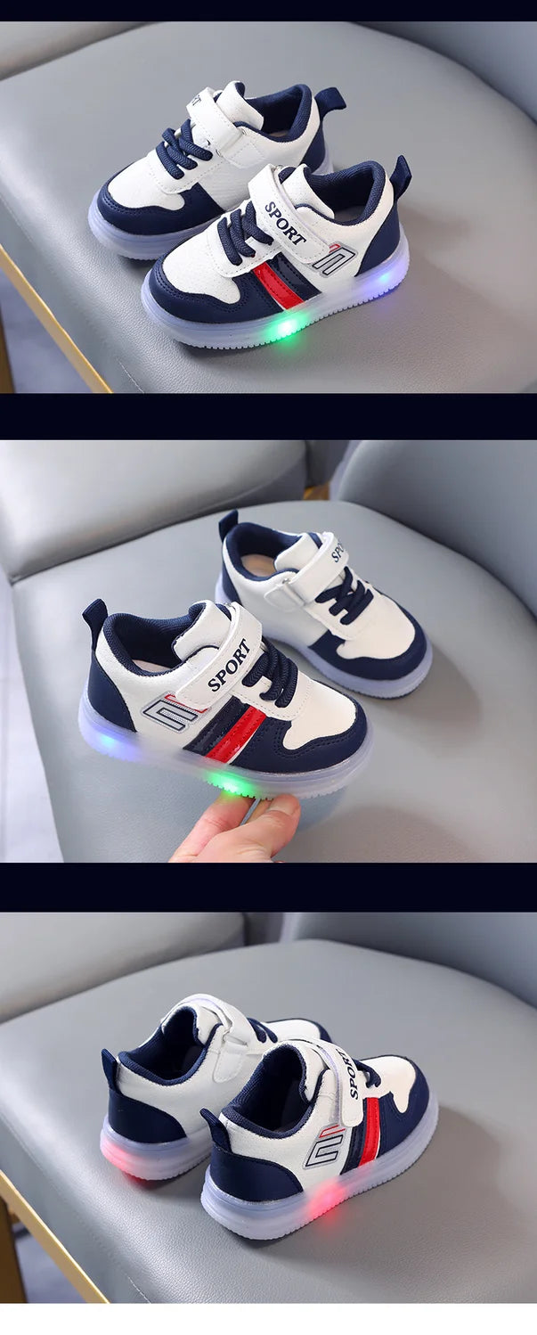 Boys Sneakers Sensor Lights Luminous Board Shoes Lightweight Skateboard Sneaker Kids Toddler Shoe Girls Walking Sport Footwear