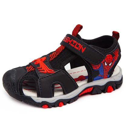 New Summer Kids Boys Sandals Closed Toe Cartoon Spiderman Shoes Orthopedic Sport Pu Leather Soft Baby Girls Beach Shoes Children