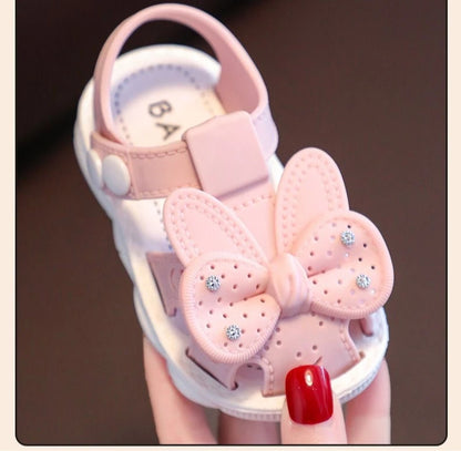 Solid Bow Children's Summer Shoes Cute PVC Beach Non Slip Sandals For Baby Girls Footwear Soft Infant Kids Fashion Sandals