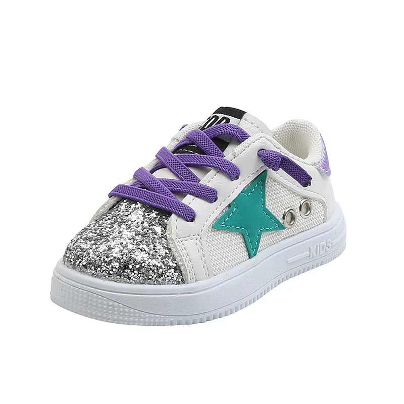 Kids Sneakers 2022 Spring Girls Fashion Glittering and Antiskid Children Chunky Sneakers Baby Shoes Casual Sport Running Sneaker