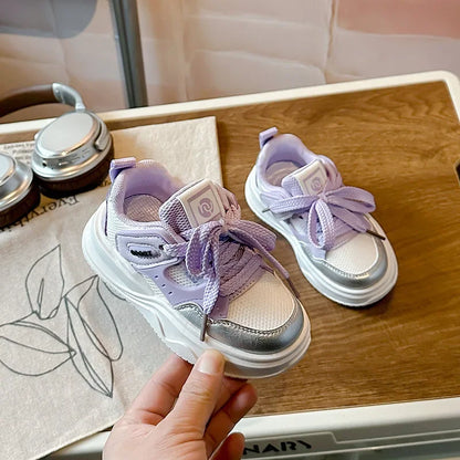 Students Sneakers Soft Sole Girls Running Shoes Mesh Breathable New Fashion Toddle Children Sports Shoes Non-slip Trendy